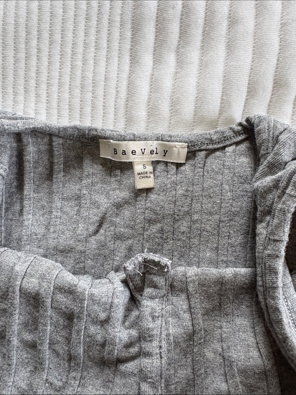 Grey Ribbed Bodysuit - Picture 3 of 4